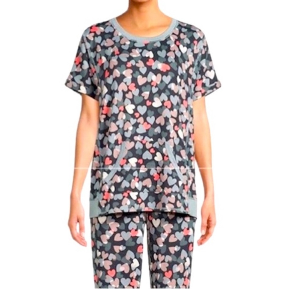 Secret Treasures Heart Print Pajamas with Cosmetic Bag